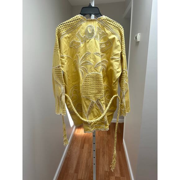 NEW NWT Maje ‘ALOHA’ Embroidered Kimono Jacket Yellow size 40 / L - Picture 6 of 9